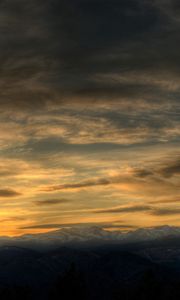 Preview wallpaper sky, clouds, air, tree, evening