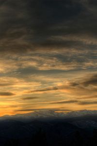 Preview wallpaper sky, clouds, air, tree, evening