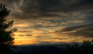 Preview wallpaper sky, clouds, air, tree, evening