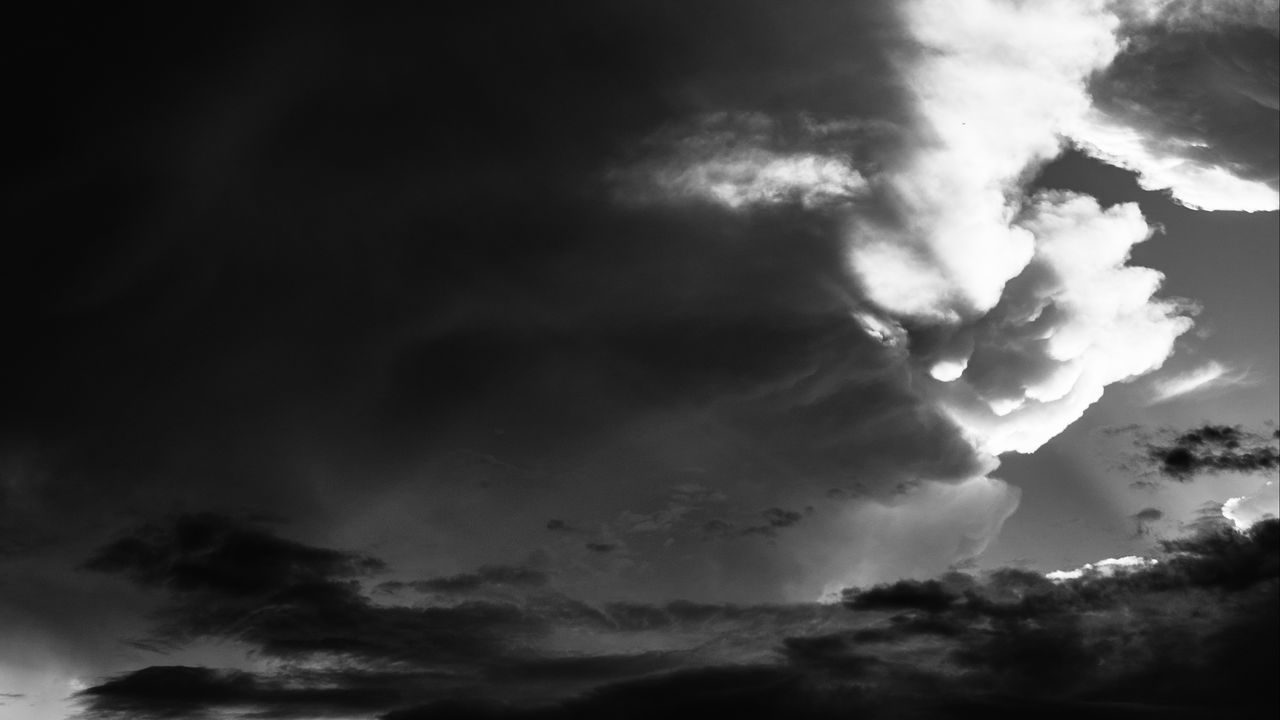 Wallpaper sky, clouds, bw, atmosphere