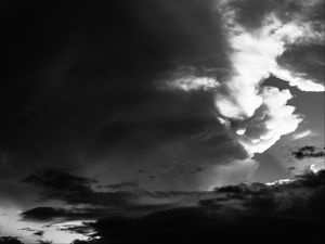 Preview wallpaper sky, clouds, bw, atmosphere