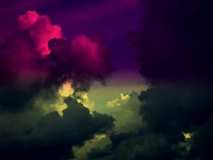 Preview wallpaper sky, clouds, colorful, dark