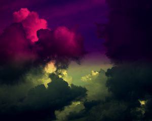 Preview wallpaper sky, clouds, colorful, dark