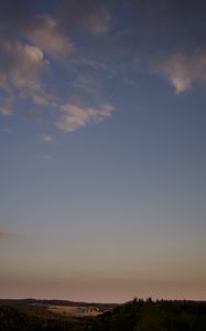 Preview wallpaper sky, clouds, field, aesthetics, trees, sunset, landscape