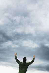 Preview wallpaper sky, clouds, lightning, man, hands