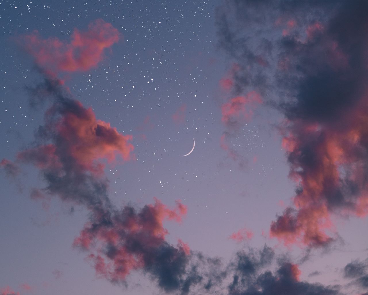 1280x1024 Wallpaper sky, clouds, moon, stars, night