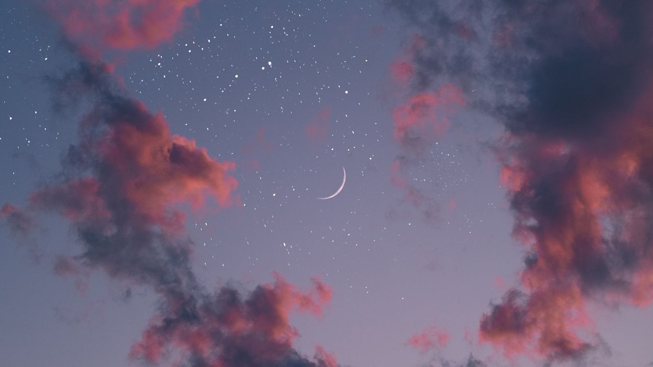 Wallpaper sky, clouds, moon, stars, night