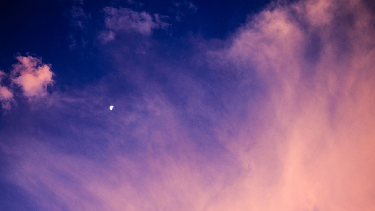 Wallpaper sky, clouds, moon, twilight, atmosphere