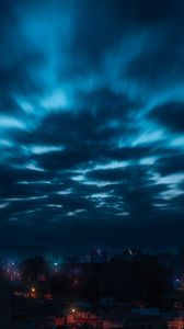 Preview wallpaper sky, clouds, night, city