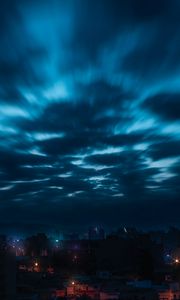 Preview wallpaper sky, clouds, night, city