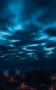 Preview wallpaper sky, clouds, night, city