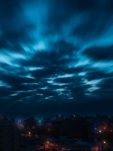 Preview wallpaper sky, clouds, night, city