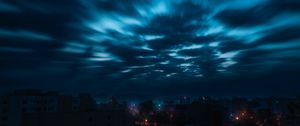 Preview wallpaper sky, clouds, night, city