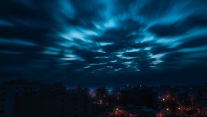 Preview wallpaper sky, clouds, night, city