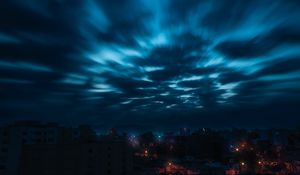 Preview wallpaper sky, clouds, night, city