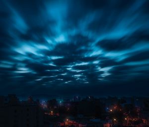 Preview wallpaper sky, clouds, night, city