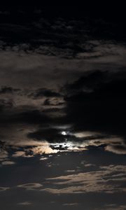 Preview wallpaper sky, clouds, night, moon, dark, night sky