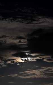 Preview wallpaper sky, clouds, night, moon, dark, night sky