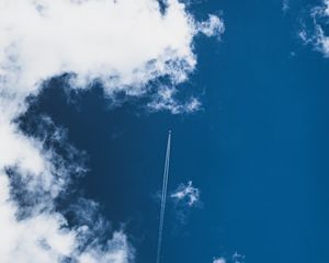 Preview wallpaper sky, clouds, plane, smoke