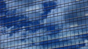 Preview wallpaper sky, clouds, reflection, building, facade, mirror