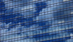 Preview wallpaper sky, clouds, reflection, building, facade, mirror