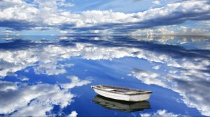Preview wallpaper sky, clouds, reflection, boat