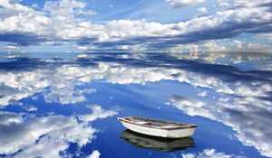 Preview wallpaper sky, clouds, reflection, boat