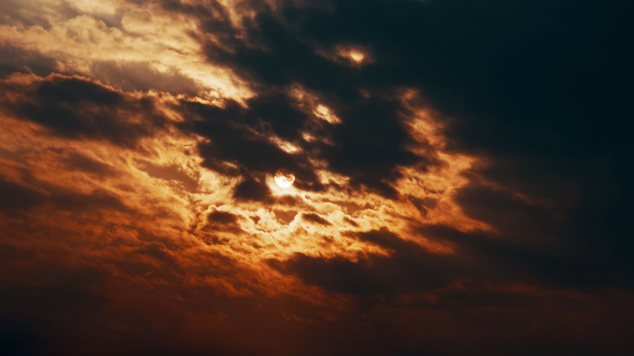 Wallpaper sky, clouds, sun, hide, sunset