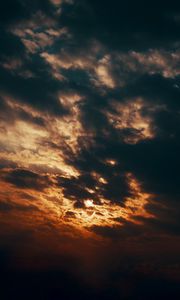 Preview wallpaper sky, clouds, sun, hide, sunset