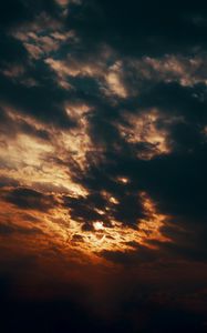 Preview wallpaper sky, clouds, sun, hide, sunset
