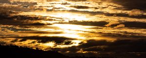Preview wallpaper sky, clouds, sun, light, sunset, dark