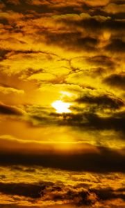 Preview wallpaper sky, clouds, sun, sunset, dark