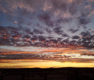 Preview wallpaper sky, clouds, sunset, building