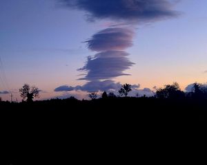 Preview wallpaper sky, clouds, trees, silhouettes, evening