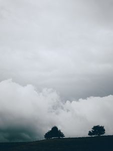 Preview wallpaper sky, clouds, trees, nature, fence