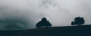 Preview wallpaper sky, clouds, trees, nature, fence