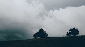 Preview wallpaper sky, clouds, trees, nature, fence