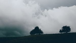 Preview wallpaper sky, clouds, trees, nature, fence