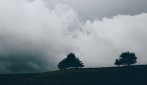 Preview wallpaper sky, clouds, trees, nature, fence