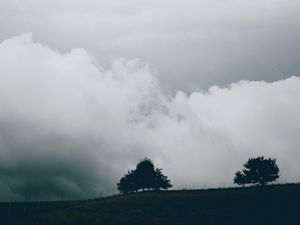 Preview wallpaper sky, clouds, trees, nature, fence