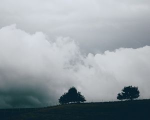 Preview wallpaper sky, clouds, trees, nature, fence