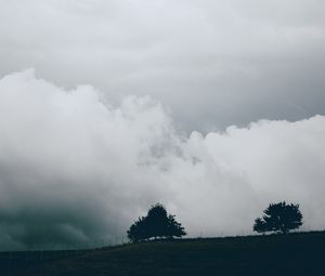 Preview wallpaper sky, clouds, trees, nature, fence