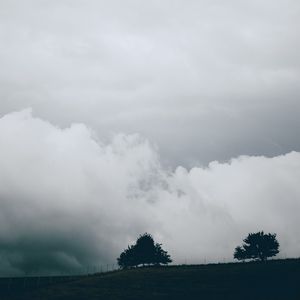 Preview wallpaper sky, clouds, trees, nature, fence