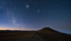 Preview wallpaper sky, constellations, night, desert, mountain, sand