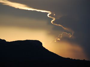 Preview wallpaper sky, evening, clouds, mountains