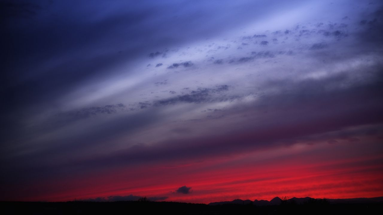 Wallpaper sky, evening, clouds, silhouettes