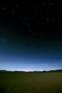 Preview wallpaper sky, field, mountains, starry sky, dark