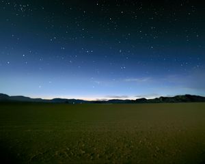 Preview wallpaper sky, field, mountains, starry sky, dark