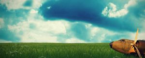 Preview wallpaper sky, field, summer, grass, plane, blades