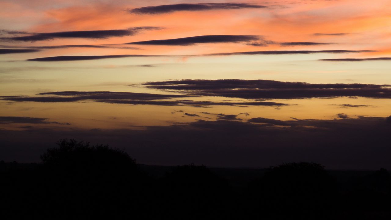 Wallpaper sky, horizon, twilight, dark, clouds, outlines